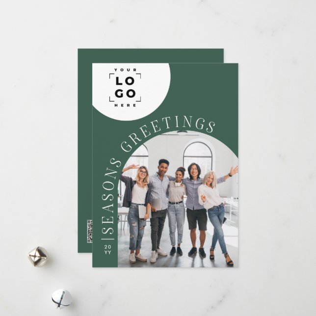 Tarjeta Festiva Navidades del logo de Business Arch Photo Green (Anverso/Reverso In Situ)