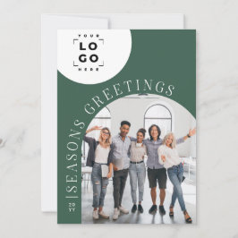 Tarjeta Festiva Navidades del logo de Business Arch Photo Green