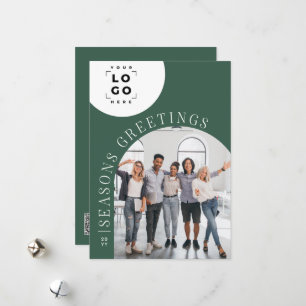 Tarjeta Festiva Navidades del logo de Business Arch Photo Green