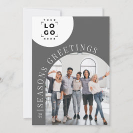Tarjeta Festiva Navidades del logo de Business Arch Photo Grey