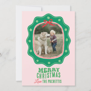Tarjeta Festiva Navidades del marco de imágenes de punto de Polka