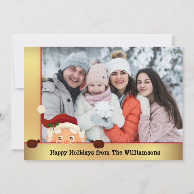 Tarjeta Festiva Navidades del marco de oro de las divertidas bomba (Anverso)