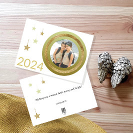 Tarjeta Festiva Navidades del marco dorado Una estrella de fotogra