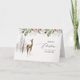 Tarjeta Festiva Navidades del marido de la cabaña de nevada de la