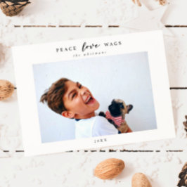 Tarjeta Festiva Navidades del Modern Dog Photo Peace Wags