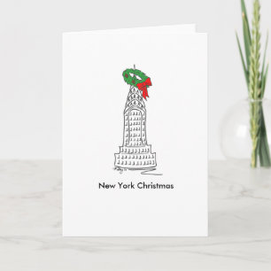 Tarjeta Festiva Navidades del New York City Skyscraper Wreath NYC