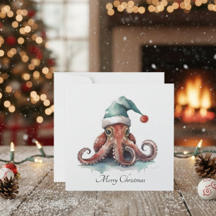Tarjeta Festiva Navidades del Octopus Alegría, personalizado