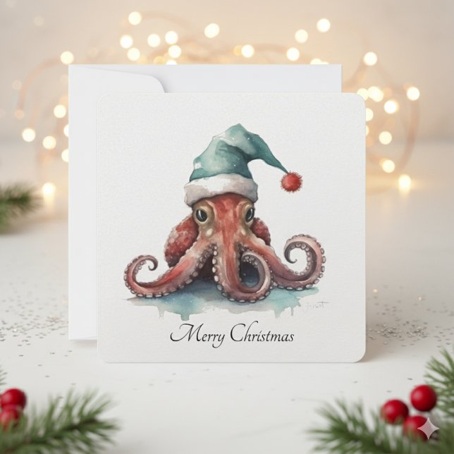 Tarjeta Festiva Navidades del Octopus Alegría, personalizado (Subido por el creador)