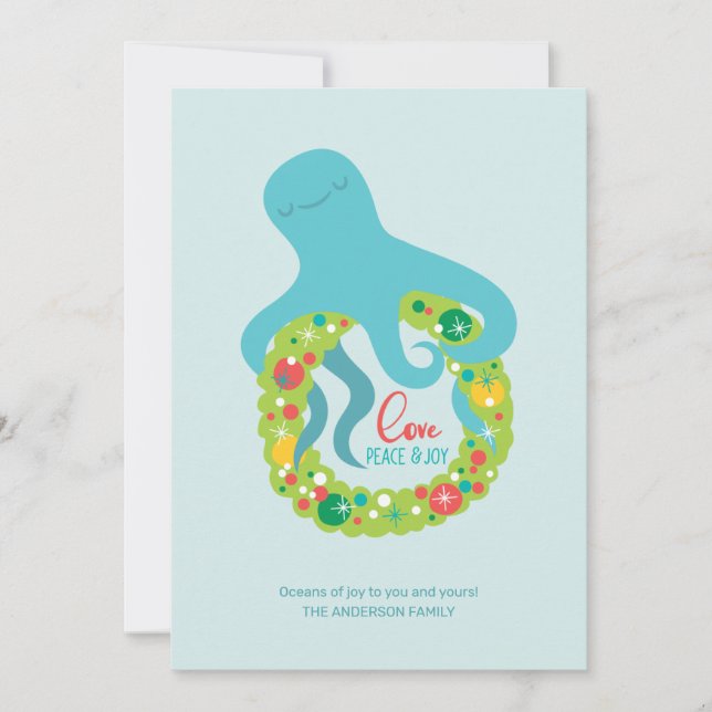 Tarjeta Festiva Navidades del Octopus divertidos (Anverso)