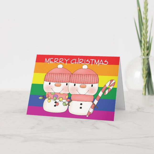 Tarjeta Festiva Navidades del Orgullo Lesbiano de Dos Nietos (Anverso)