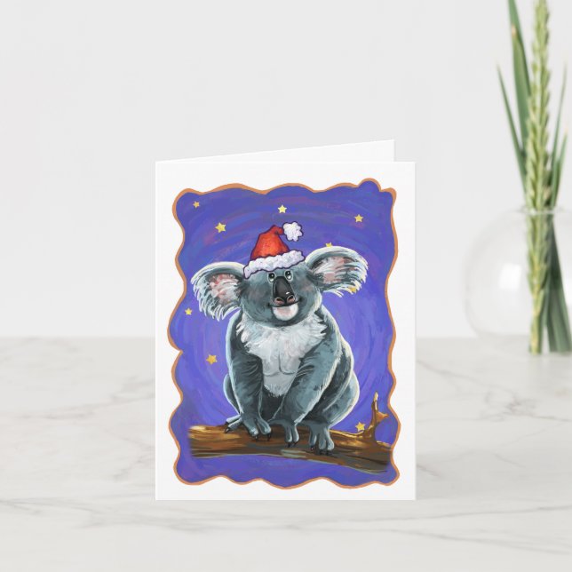Tarjeta Festiva Navidades del oso Koala (Anverso)