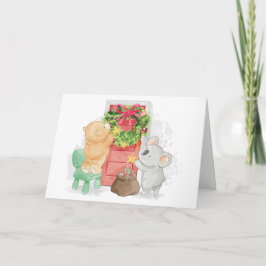 Tarjeta Festiva Navidades del oso marrón dulce Koala