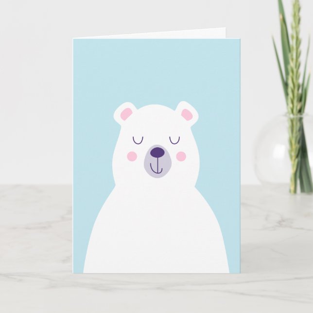 Tarjeta Festiva Navidades del oso polar blanco lindo (Anverso)