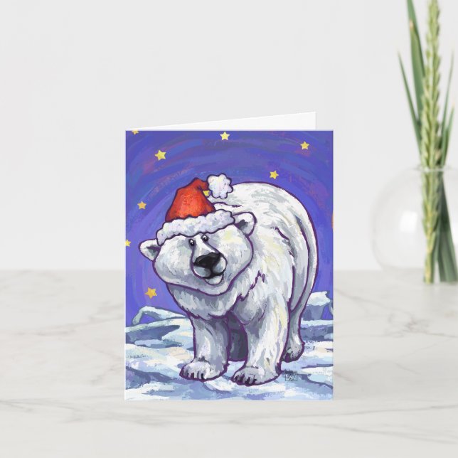 Tarjeta Festiva Navidades del oso polar festivo (Anverso)