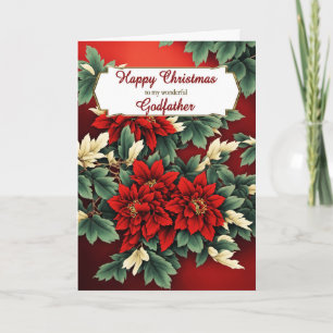 Tarjeta Festiva Navidades del padrino Poinsettias