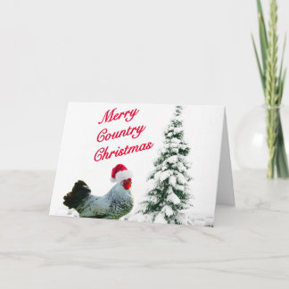 Tarjeta Festiva Navidades Del País De Los Cerezos Pollos Con Santa