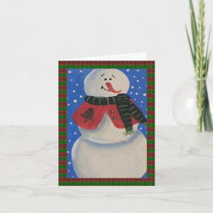 Tarjeta Festiva Navidades del país Folk Snowman