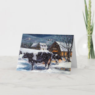 Tarjeta Festiva NAVIDADES DEL PAÍS: VACAS DE Holstein: NOCHE DE NO