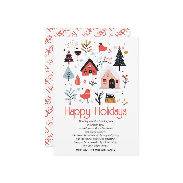 Tarjeta Festiva Navidades del paisaje de invierno del arte folclór (Anverso/Reverso In Situ)