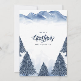Tarjeta Festiva Navidades del paisaje del invierno blanco azul sal