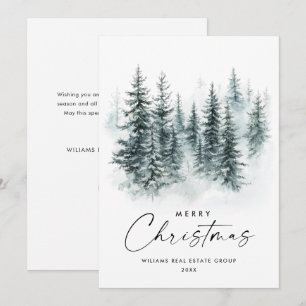 Tarjeta Festiva Navidades del paisaje invernal Pine Tree Corporate
