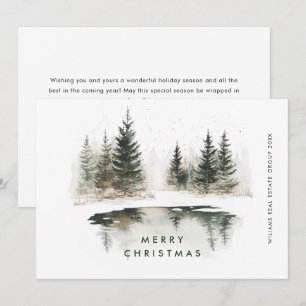Tarjeta Festiva Navidades del paisaje invernal Pine Tree Corporate