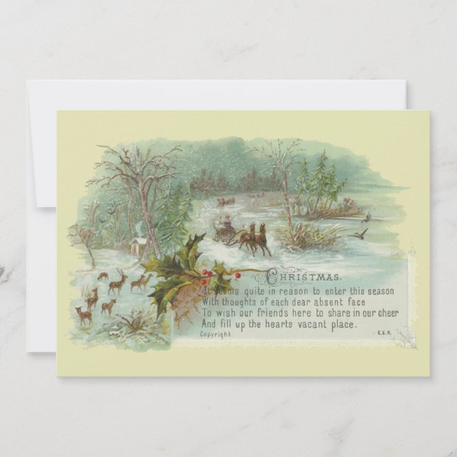 Tarjeta Festiva Navidades del paisaje vitícola de la era victorian (Anverso)