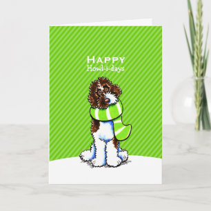 Tarjeta Festiva Navidades del Parti Labradoodle Scarf Personalizad