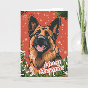 Tarjeta Festiva Navidades del Pastor Alemán