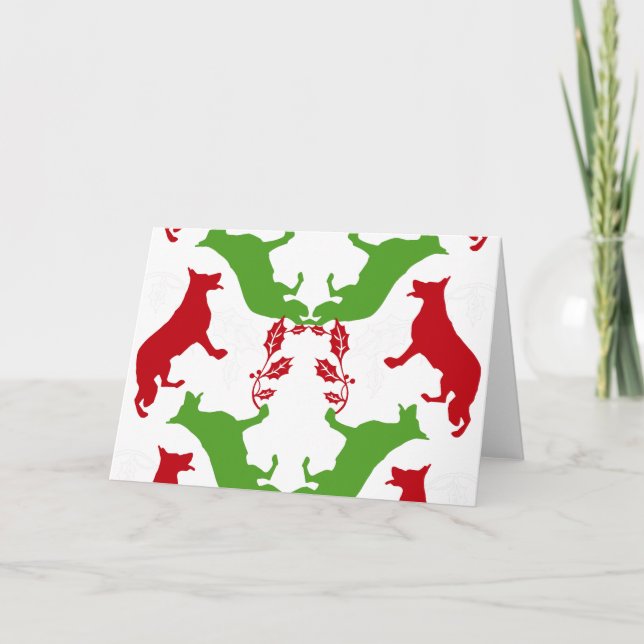 Tarjeta Festiva Navidades del Pastor Alemán (Anverso)