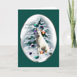 Tarjeta Festiva Navidades del Pastor Alemán Blanco