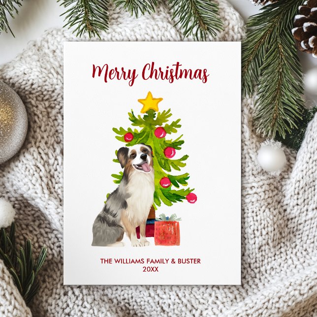 Tarjeta Festiva Navidades del Pastor Australiano (Subido por el creador)