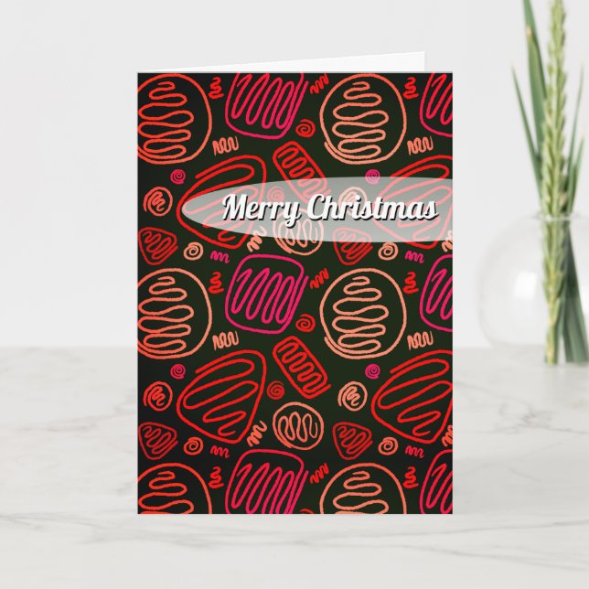 Tarjeta Festiva Navidades del patrón artístico de una línea roja f (Anverso)