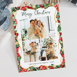 Tarjeta Festiva Navidades del patrón de vegetación de Poinsettia 3