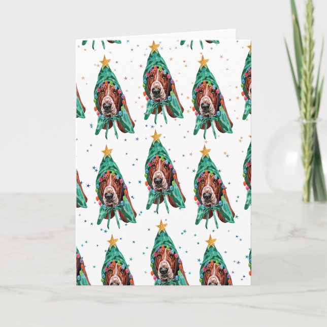 Tarjeta Festiva Navidades del patrón del perro de la cola del lech (Anverso)