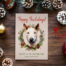 Tarjeta Festiva Navidades del perro de Bull Terrier Felices Pawlid
