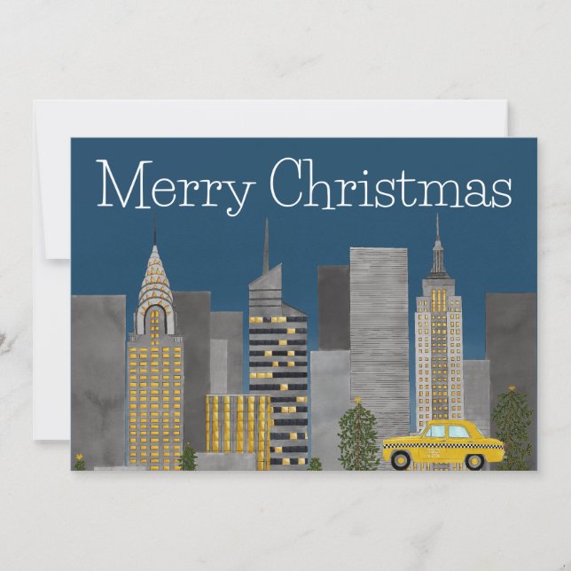 Tarjeta Festiva Navidades del Personalizable de Nueva York (Anverso)