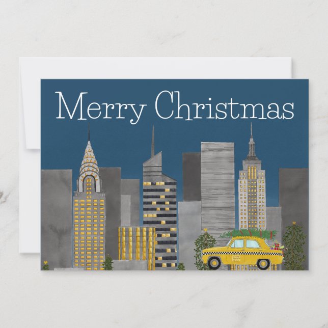 Tarjeta Festiva Navidades del Personalizable de Nueva York (Anverso)