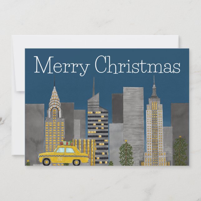 Tarjeta Festiva Navidades del Personalizable de Nueva York (Anverso)