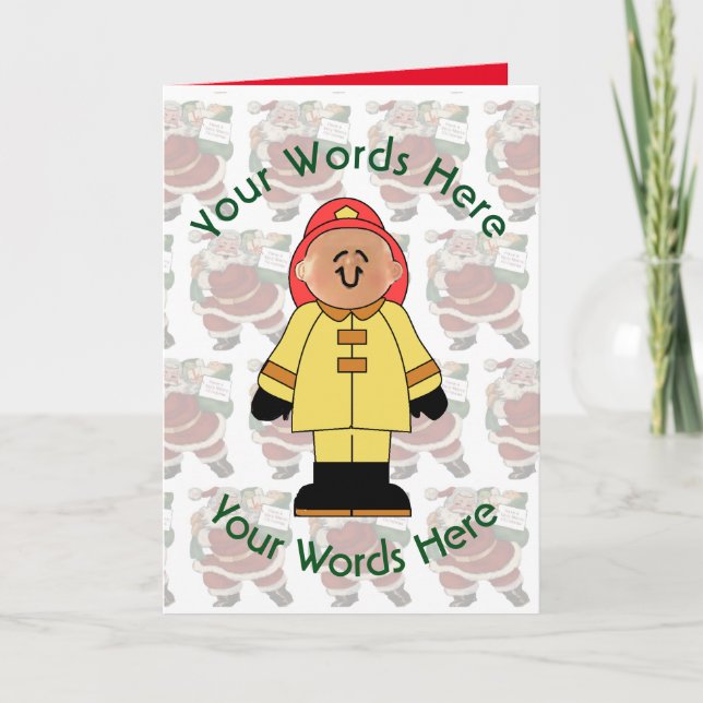 Tarjeta Festiva Navidades del Personalizado de bomberos de juguete (Anverso)