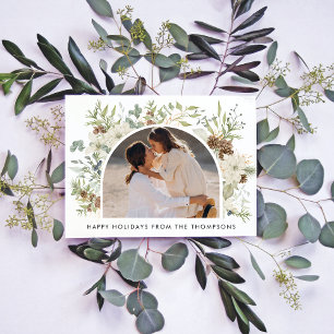 Tarjeta Festiva Navidades del Personalizado de Eucalyptus Greenery