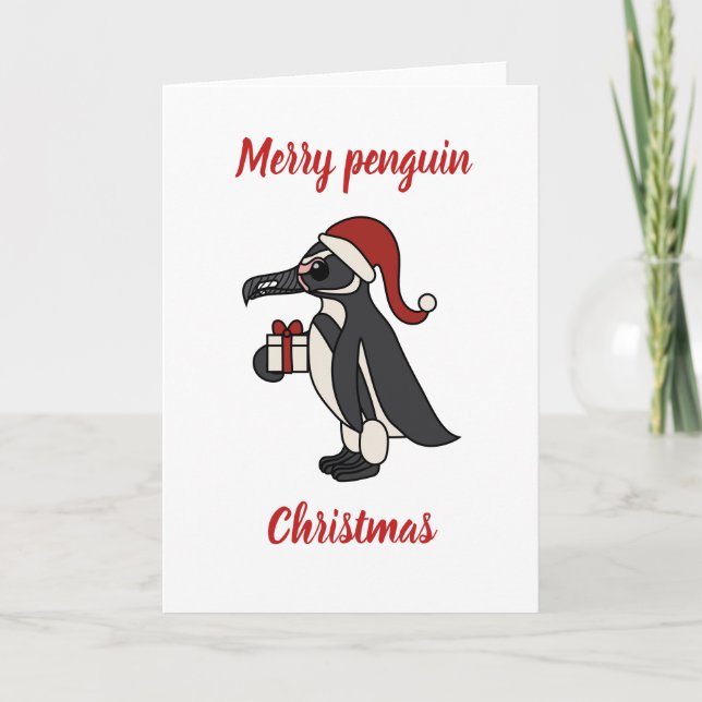 Tarjeta Festiva Navidades del pingüino de merry (Anverso)