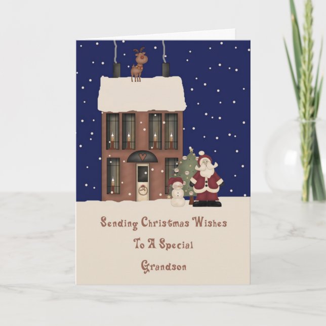 Tarjeta Festiva Navidades del Polo Norte desean nieto (Anverso)