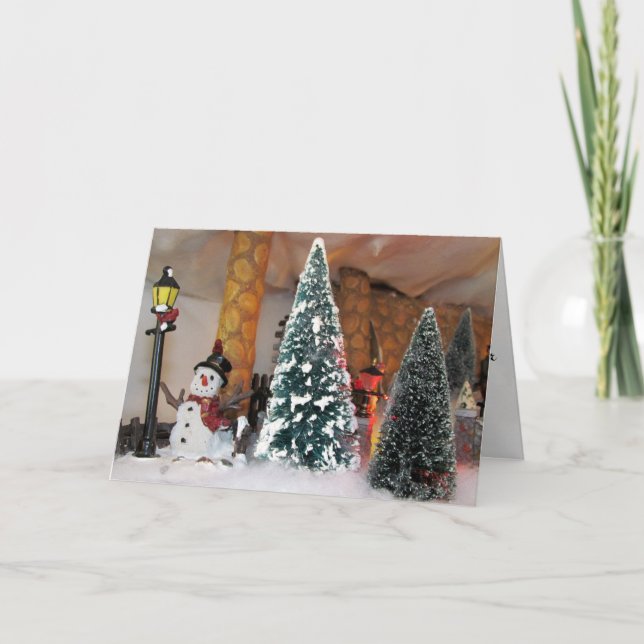 Tarjeta Festiva Navidades del pueblo de Snowman (Anverso)