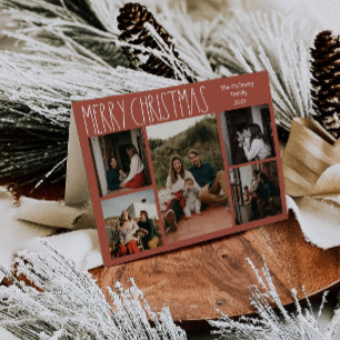 Tarjeta Festiva Navidades del Punto de Polka del Boho Rojo doblado
