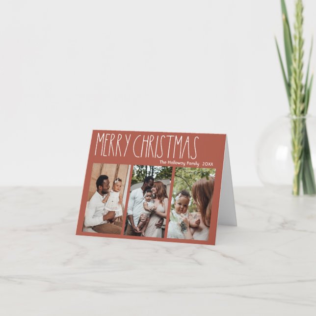 Tarjeta Festiva Navidades del Punto Polka del Boho Rojo doblados d (Anverso)