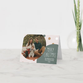 Tarjeta Festiva Navidades del Punto Verde De Boho Polka Doblado Fo