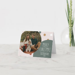 Tarjeta Festiva Navidades del Punto Verde De Boho Polka Doblado Fo
