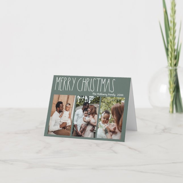 Tarjeta Festiva Navidades del Punto Verde De Boho Polka Doblados D (Anverso)