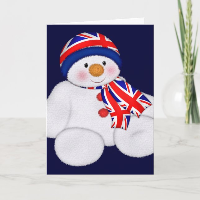 Tarjeta Festiva NAVIDADES del Reino Unido Snowman (Anverso)